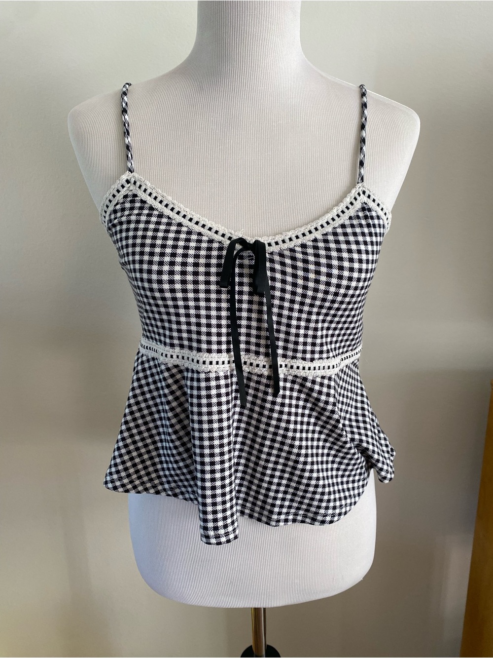Electric Family Black & White Gingham Peplum Camisole